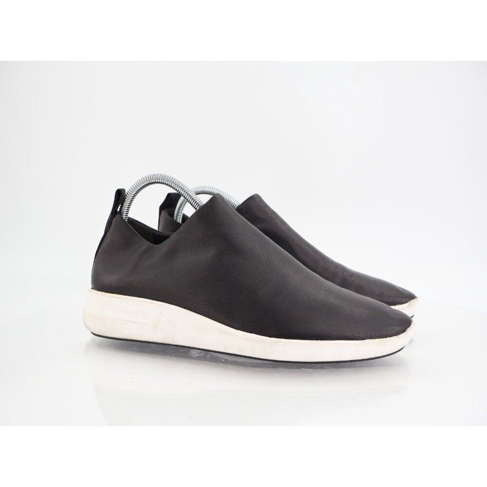Via Spiga Marlow Sneaker Women 8.5 Black Leather Slip On Shoes Wedge Comfort